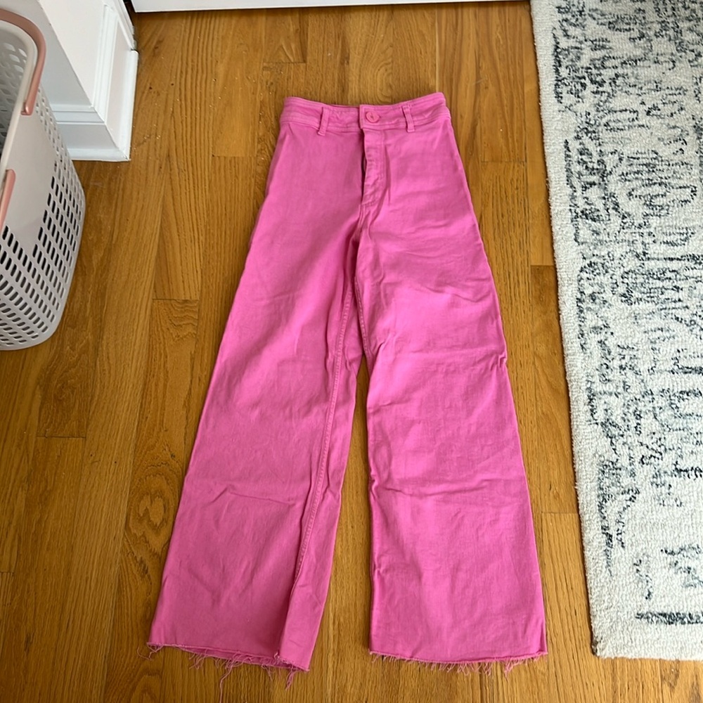 NWOT Zara Pink Wide Leg Jeans